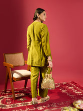 Load image into Gallery viewer, Mehendi Green Chanderi Co-ord Set
