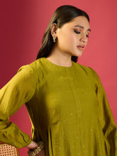 Load image into Gallery viewer, Mehendi Green Chanderi Co-ord Set
