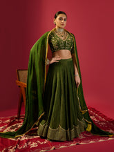 Load image into Gallery viewer, Green Tissue Lehenga Set
