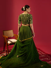 Load image into Gallery viewer, Green Tissue Lehenga Set
