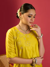 Load image into Gallery viewer, Mustard Short Kurta With Garara Set

