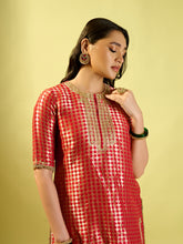 Load image into Gallery viewer, Red Barfi Kurta Palazzo Set

