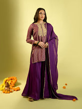 Load image into Gallery viewer, Deep Purple Stripe Kurta Palazzo Set
