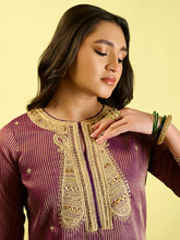 Load image into Gallery viewer, Deep Purple Stripe Kurta Palazzo Set
