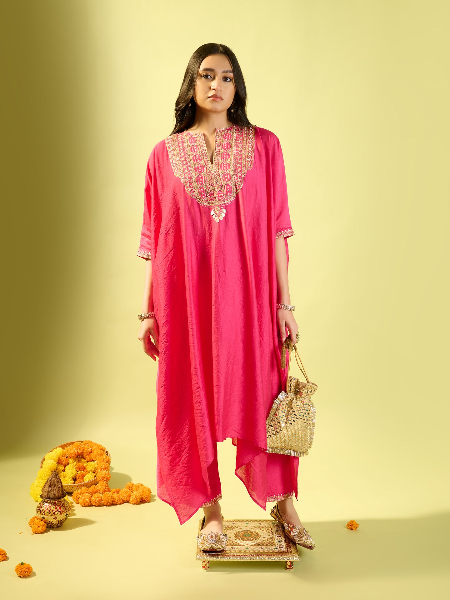 Hot Pink Kaftan Set