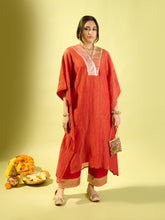 Load image into Gallery viewer, Red Crinkle Kaftan Set
