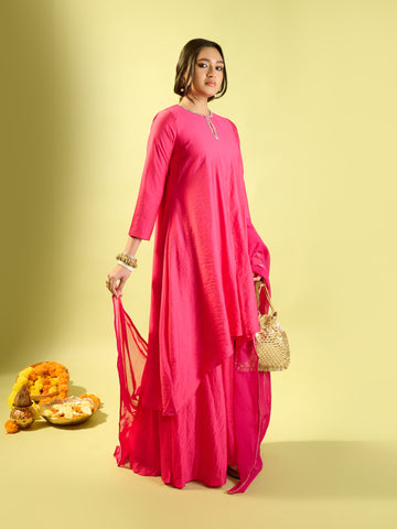 Hot Pink Keyhole Kurta Set