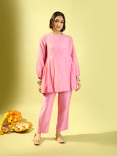 Load image into Gallery viewer, Rose Pink Chanderi Co-ord Set

