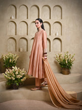 Load image into Gallery viewer, Beige V Collar Jacket Shoulder Kali Kurta Set
