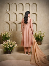 Load image into Gallery viewer, Beige V Collar Jacket Shoulder Kali Kurta Set
