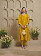 Load image into Gallery viewer, Mustard Lotus Pocket Kurta Set
