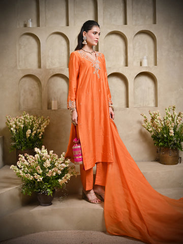 Orange Paisley Kurta Set