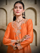 Load image into Gallery viewer, Orange Paisley Kurta Set
