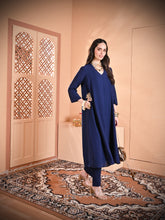 Load image into Gallery viewer, Navy Blue Palm Tree Pocket Kurta Set
