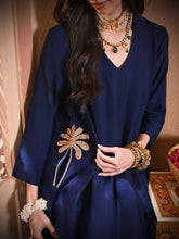 Load image into Gallery viewer, Navy Blue Palm Tree Pocket Kurta Set
