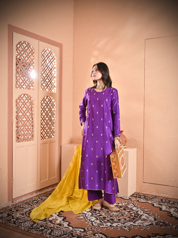 Purple Flower Kurta Set