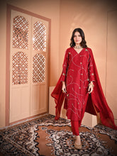Load image into Gallery viewer, Maroon Jaal Classic Kurta Set

