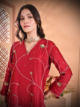 Load image into Gallery viewer, Maroon Jaal Classic Kurta Set
