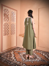 Load image into Gallery viewer, Moss Green Sleeveless A Line Kurta Set
