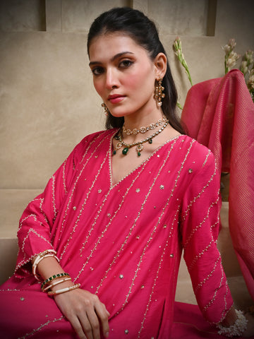 Hot Pink 20 Kali Kurta Set