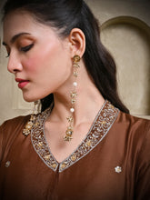 Load image into Gallery viewer, Brown Chand Kurta With Pant &amp; Dupatta
