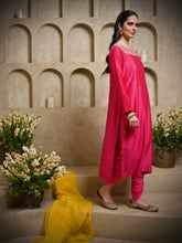 Load image into Gallery viewer, Hot Pink Straight Kurta With Dhoti Set
