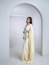 Load image into Gallery viewer, Cream Classic Saree With Diamond Blouse
